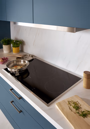 Contur Matera Design Inselküche Stahlblau